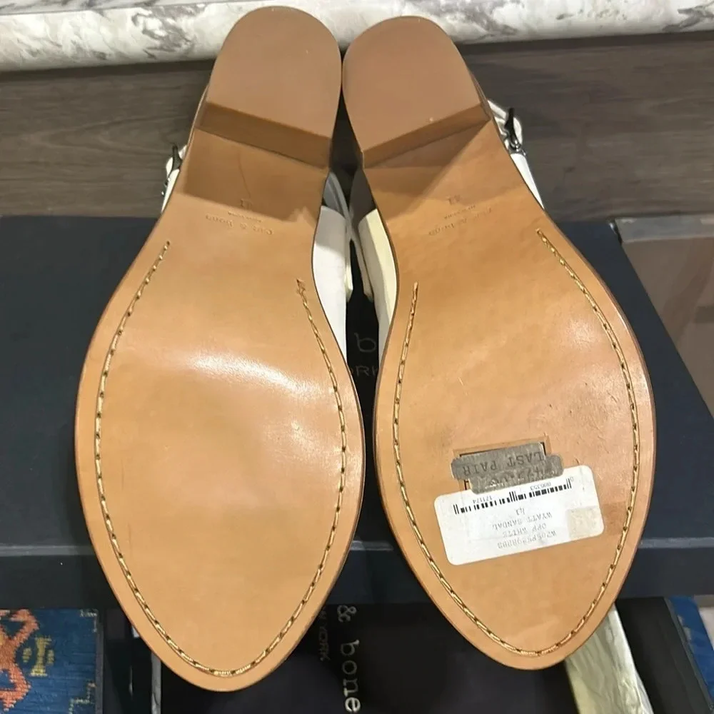 Rag & Bone Women Off White Leather Open Toe Chunky Heel Wyatt Sandal 10.5/41 NIB - Picture 8 of 12